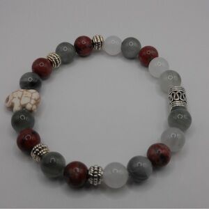 Agate MultiColored Gemstone Bracelet with Silvery Accents & Charm!